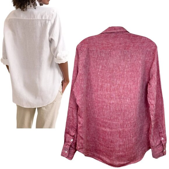 Frank & Eileen - Women’s ‘Eileen’ Relaxed Linen Shirt in Red Raspberry, XX-Small - Picture 3 of 13